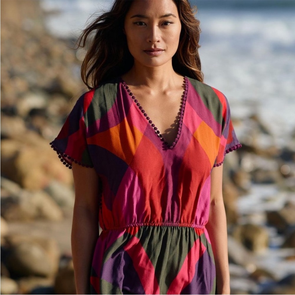 ANTHROPOLOGIE Farm Rio Geo Cover-Up Mini Dress XL NWT